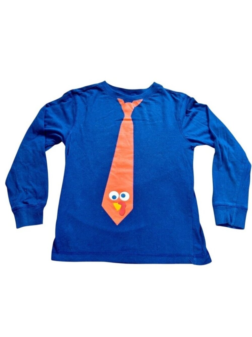 Gymboree Blue Turkey Tie Graphic Long Sleeve Shirt Size 7
